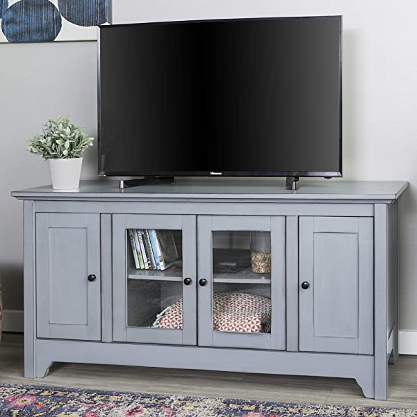 Walker Edison Concord Classic Glass Door Storage TV Console for TVs up to 80 Inches, 70 Inch, Espresso Brown Espresso Brown 70 Inch Tall TV Stand